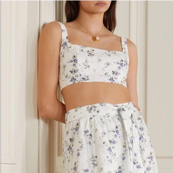 Reformation *TOP ONLY* palm linen top in madeline Size 12 NWOT - Picture 1 of 6